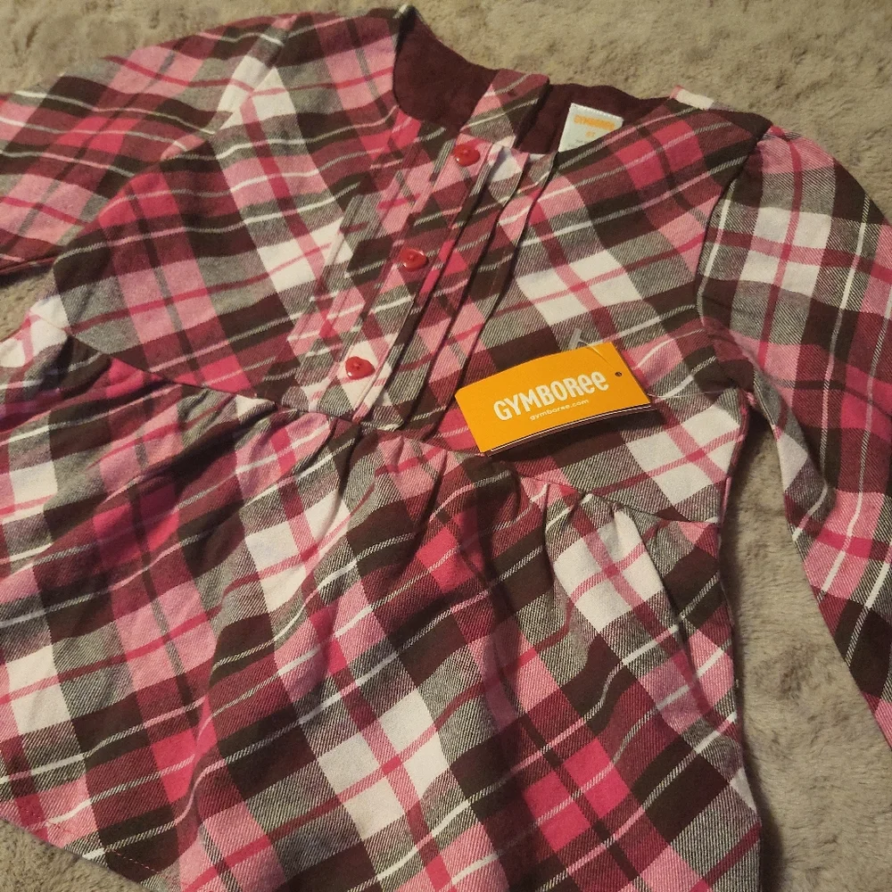 Brand New NWT 100% Cotton Pink Plaid Shirt Top Gymboree Kid's - 5T